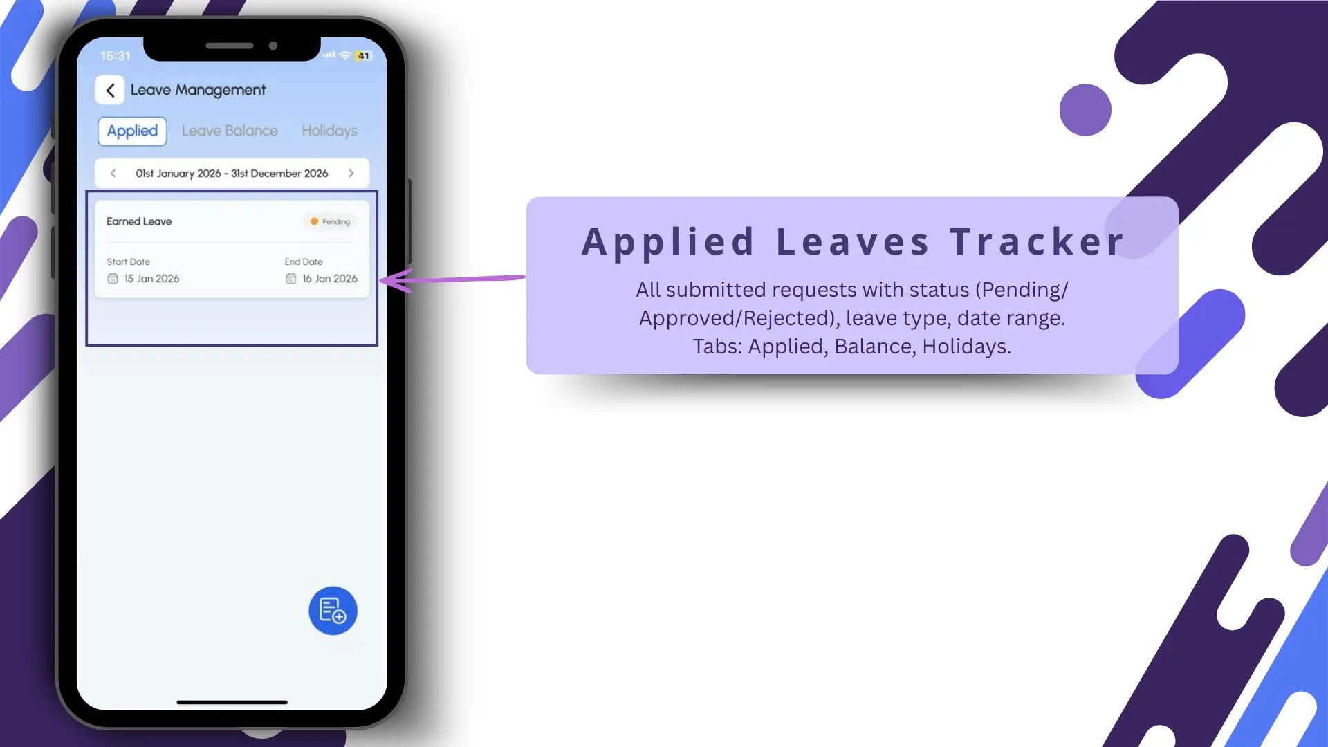 Applied Leave Status Tracking