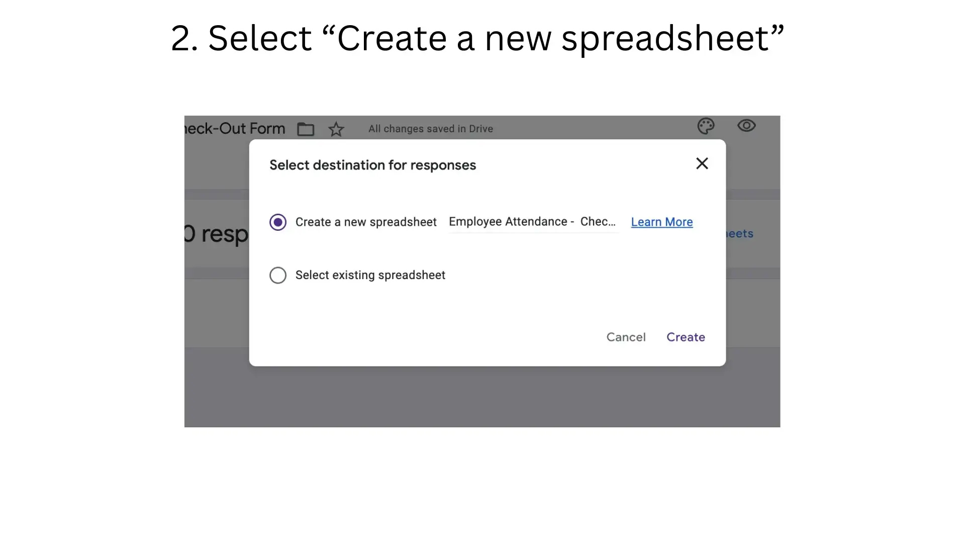 Creates a linked Google Sheet