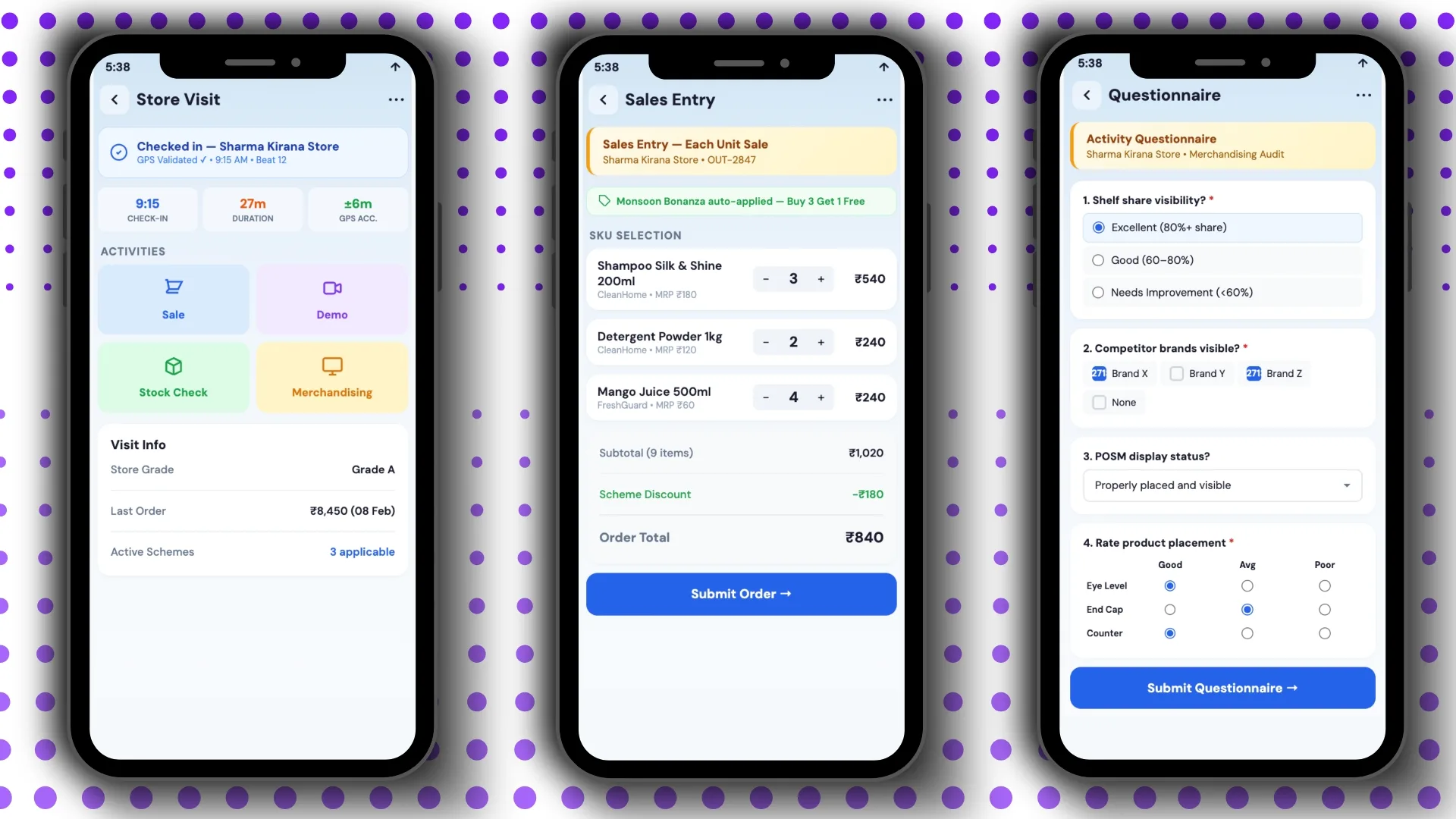 Field Sales App Screens