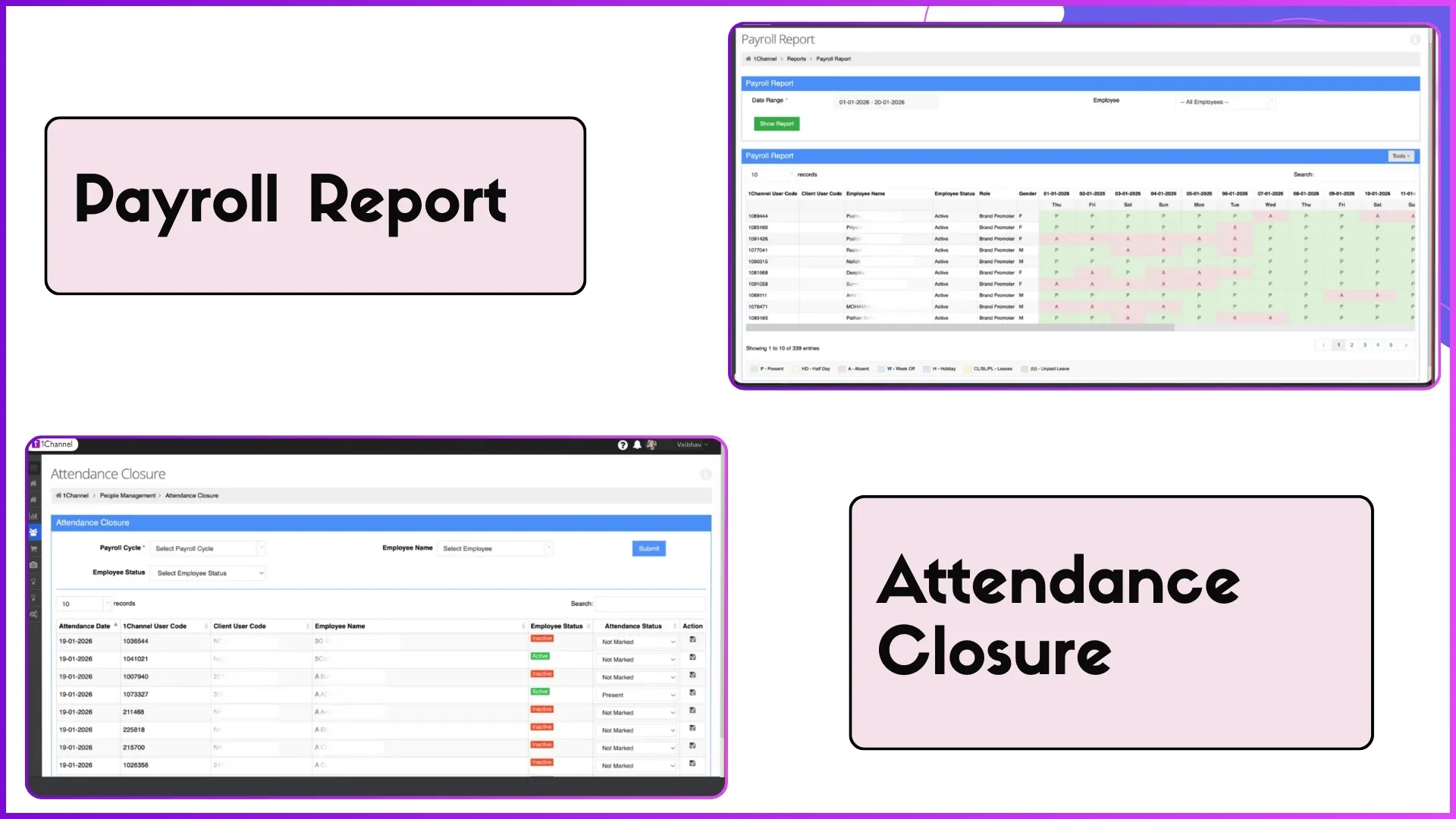 Payroll Portal and Attendance Closure Portal