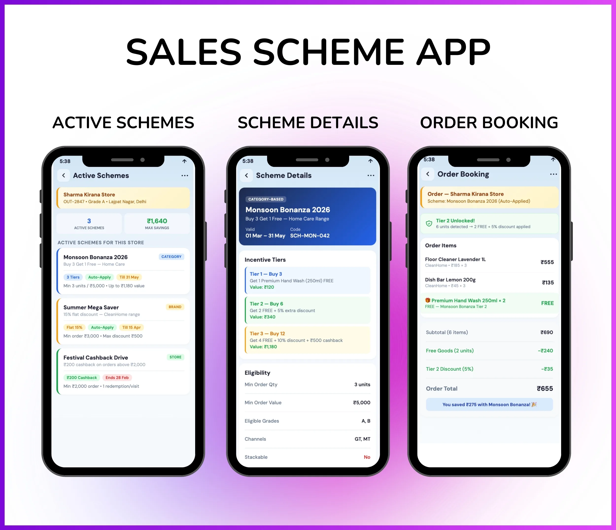 Sales Scheme App - Active Schemes, Scheme Details & Order Booking
