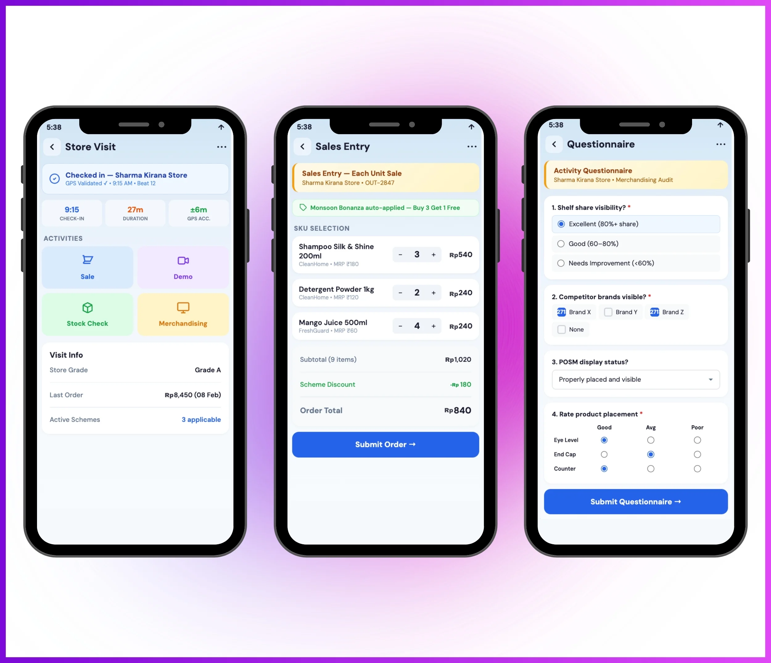 Mobile app store visit and questionnaire