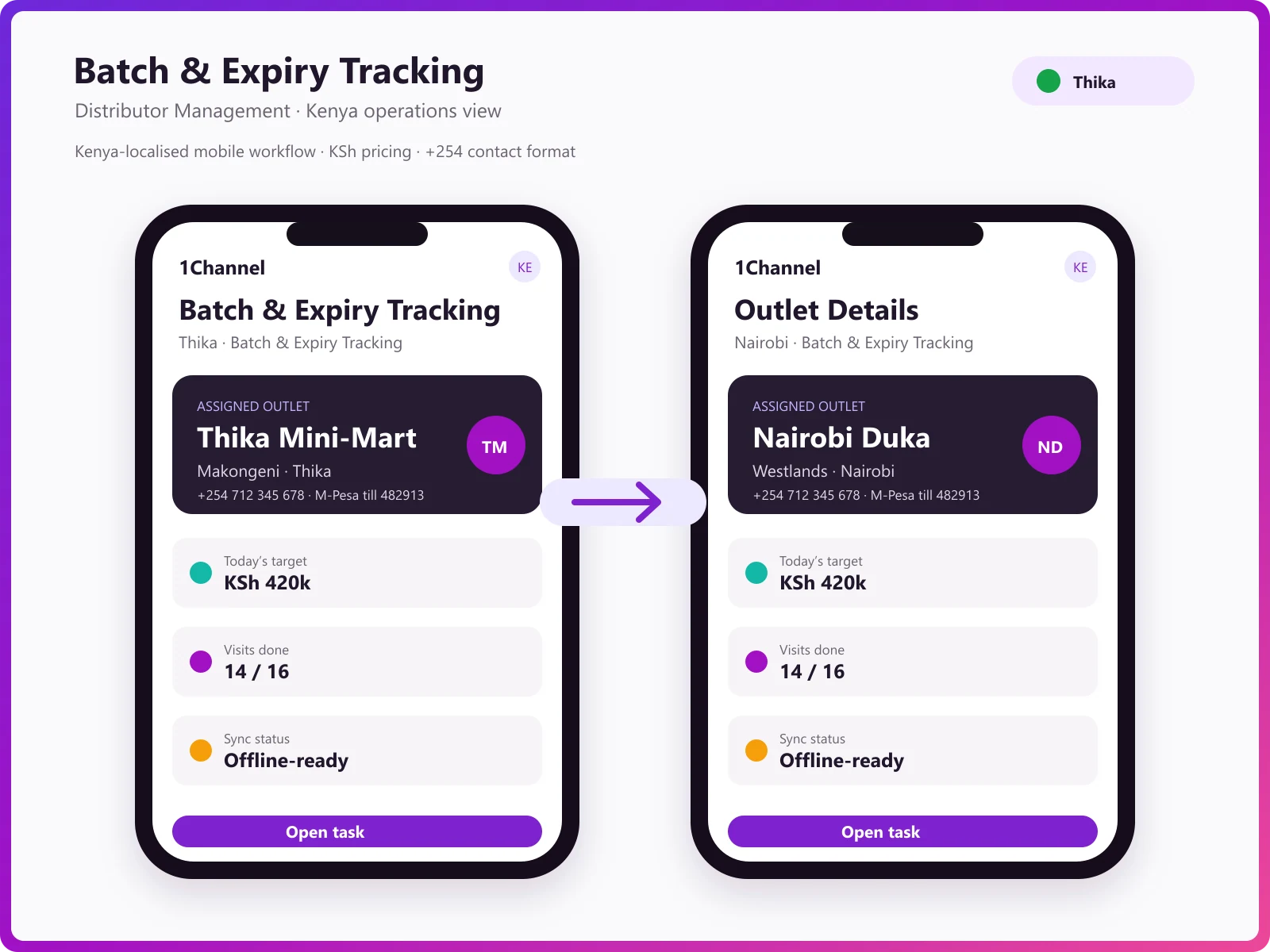 Expiry management mobile app showing FEFO allocation, warehouse transfers, and stock movement tracking