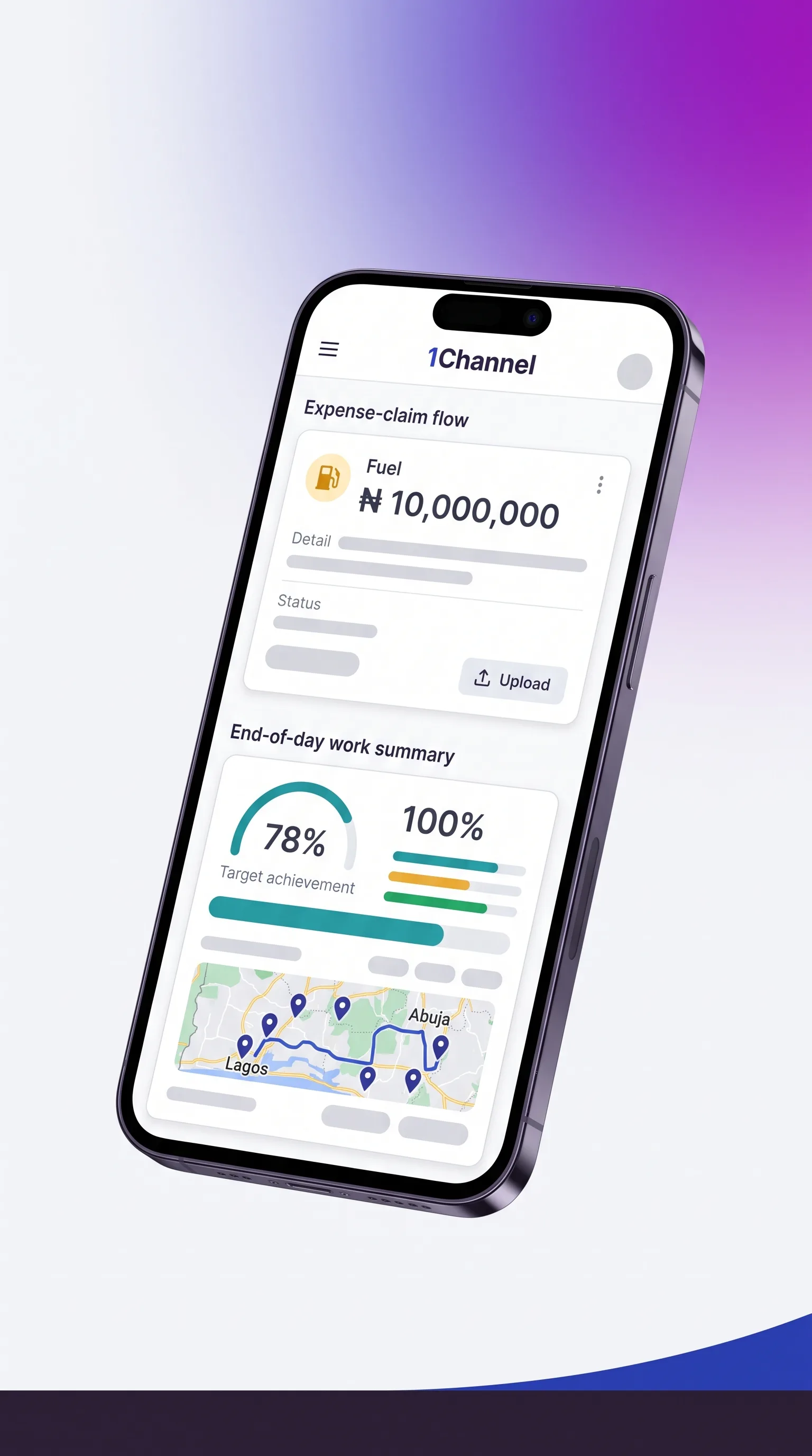Mobile app expense claim and work summary