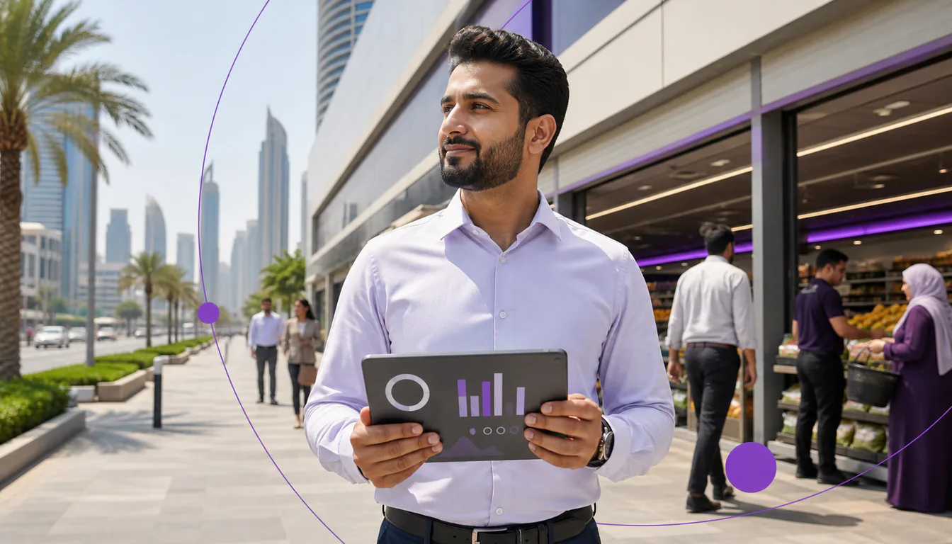 UAE field sales representative using 1Channel at a modern trade outlet