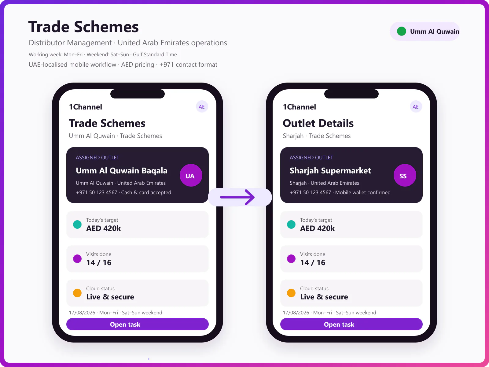 Scheme management software dashboard showing trade scheme setup, pricing rules, and promotion tracking