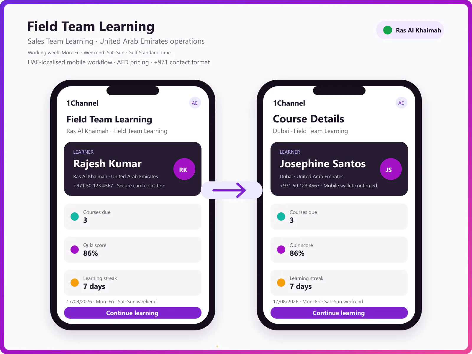 LMS mobile app for UAE field sales team training