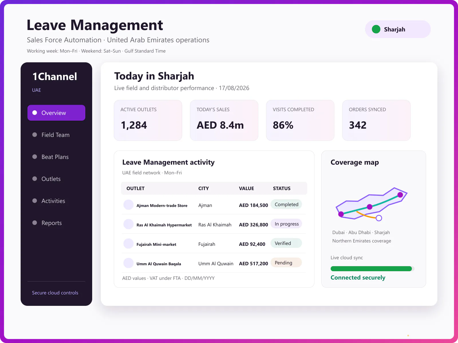 Admin dashboard configuring leave types and balance pools